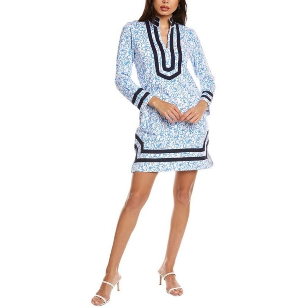 STS Sail To Sable Blue Floral French Terry Classic Tunic Dress Sz XS